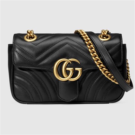 gucci gg marmont chain bag matelasse mini black|Gucci Marmont mini bag wallet.